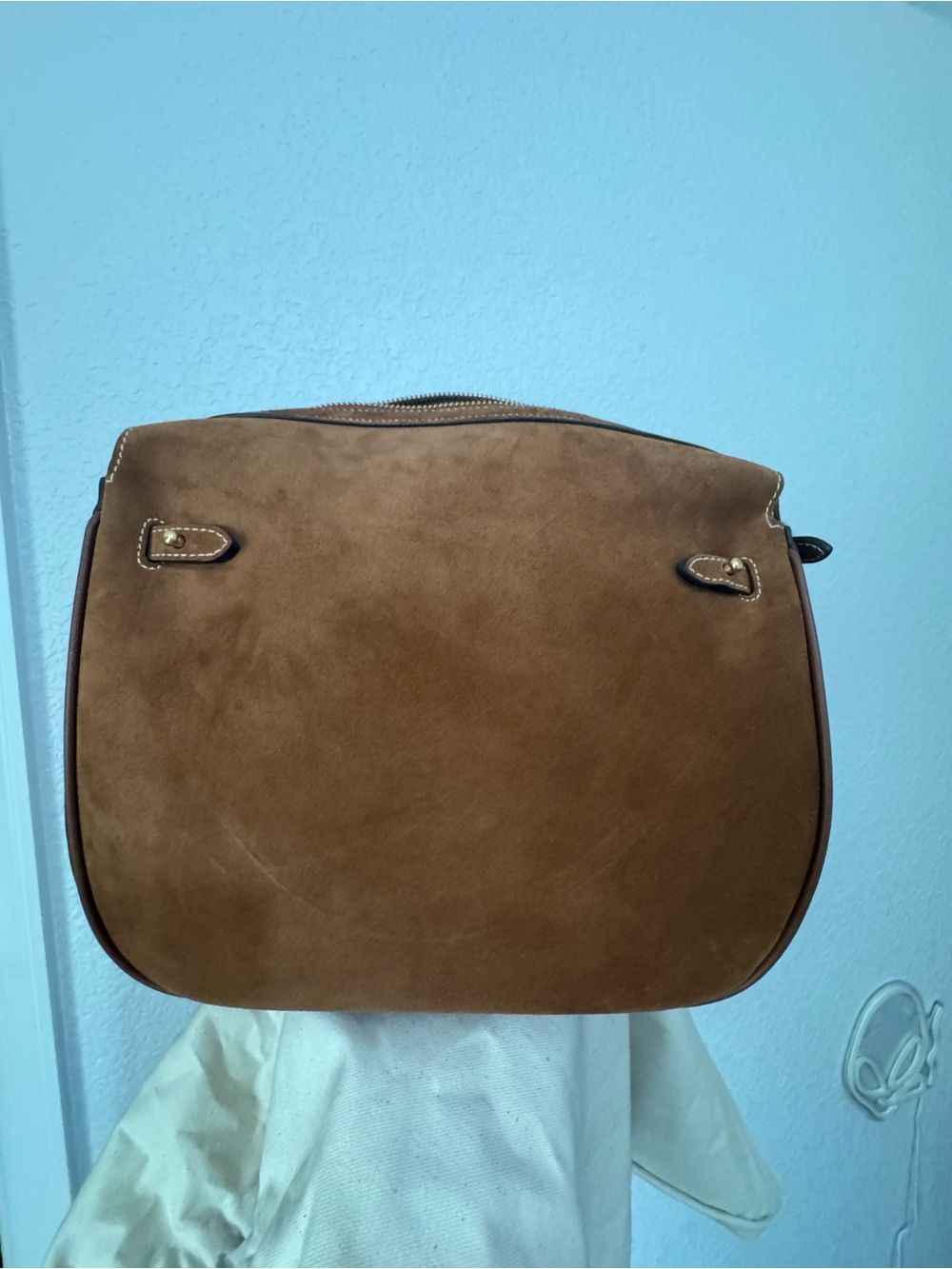 Ralph Lauren Polo ID Suede Satchel bag in Cinnamon - Picture 3 of 8